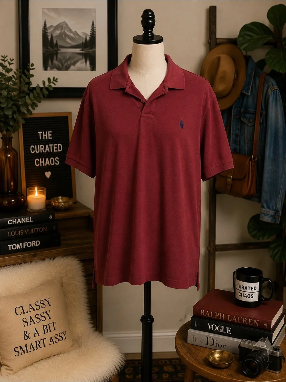Polo Ralph Lauren Men’s XL Classic Fit Maroon Polo Shirt Blue Pony